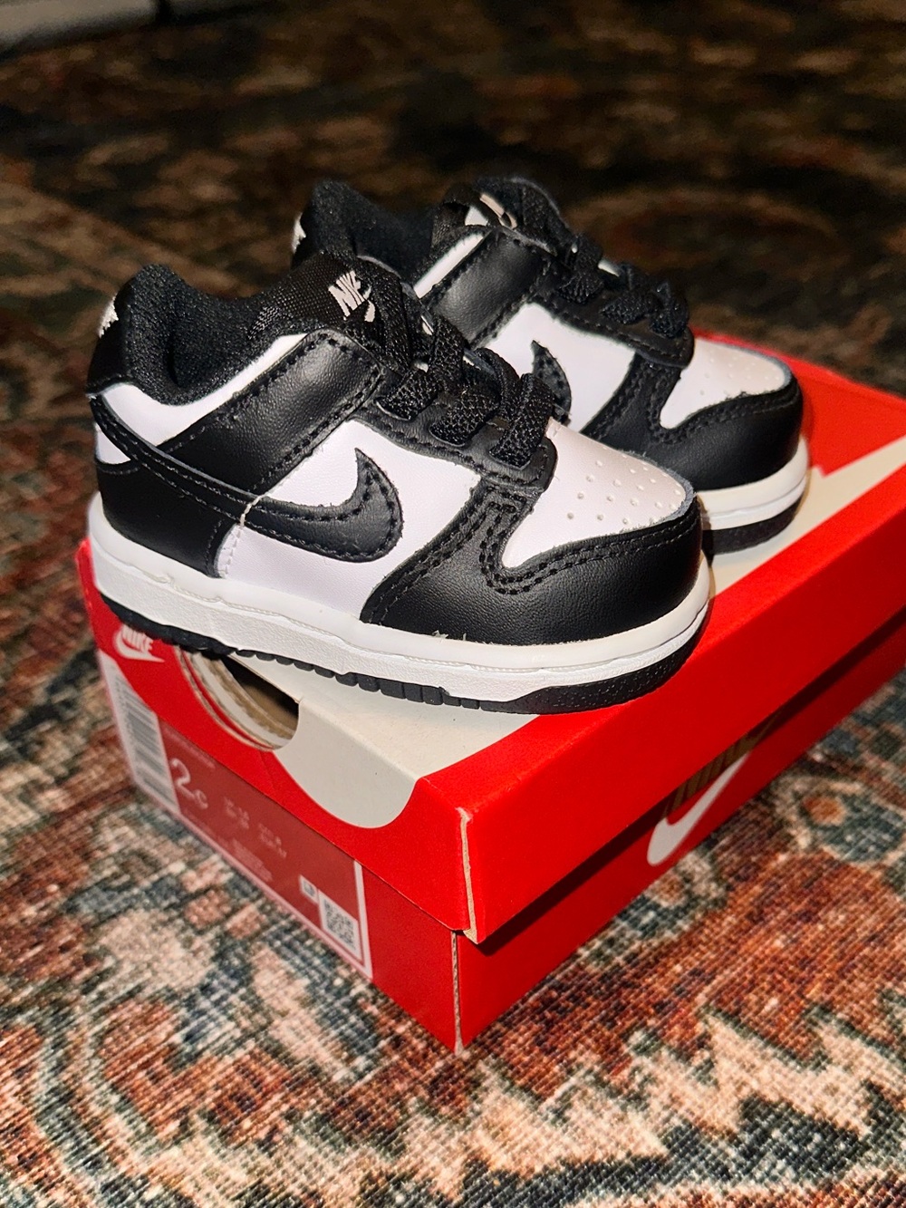 Nike Dunk Low TDE Infant Black and White Low-Top Sneakers Size 2C